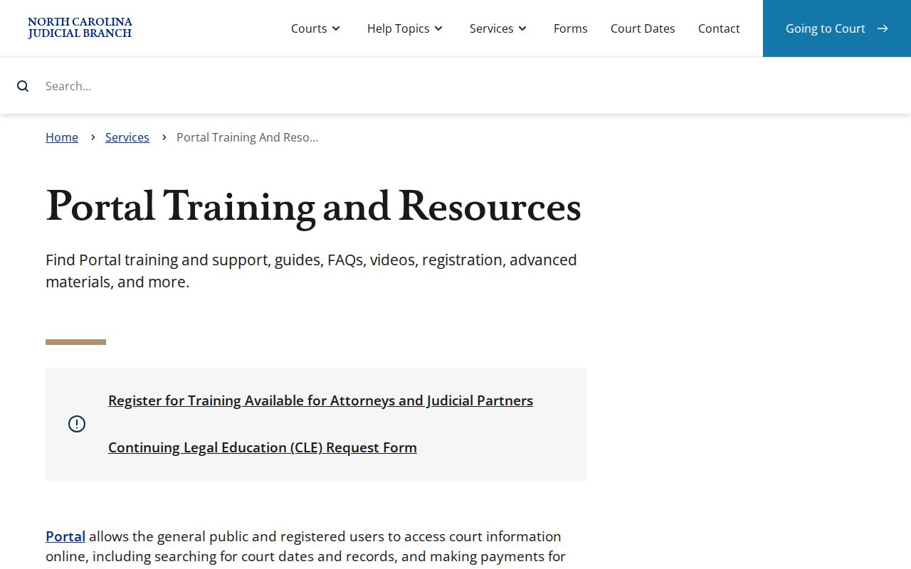 Cleveland County case search Portal training and resources