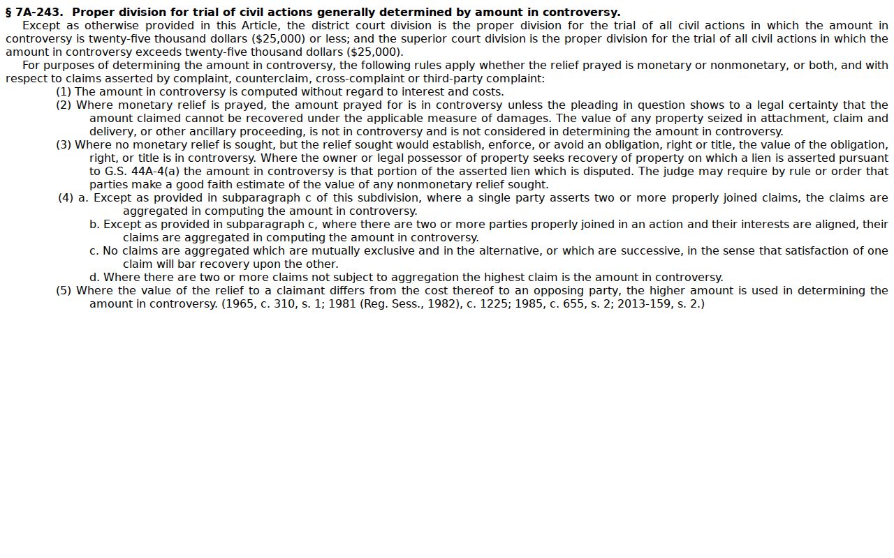 Cleveland County civil docket reference to District Court civil jurisdiction