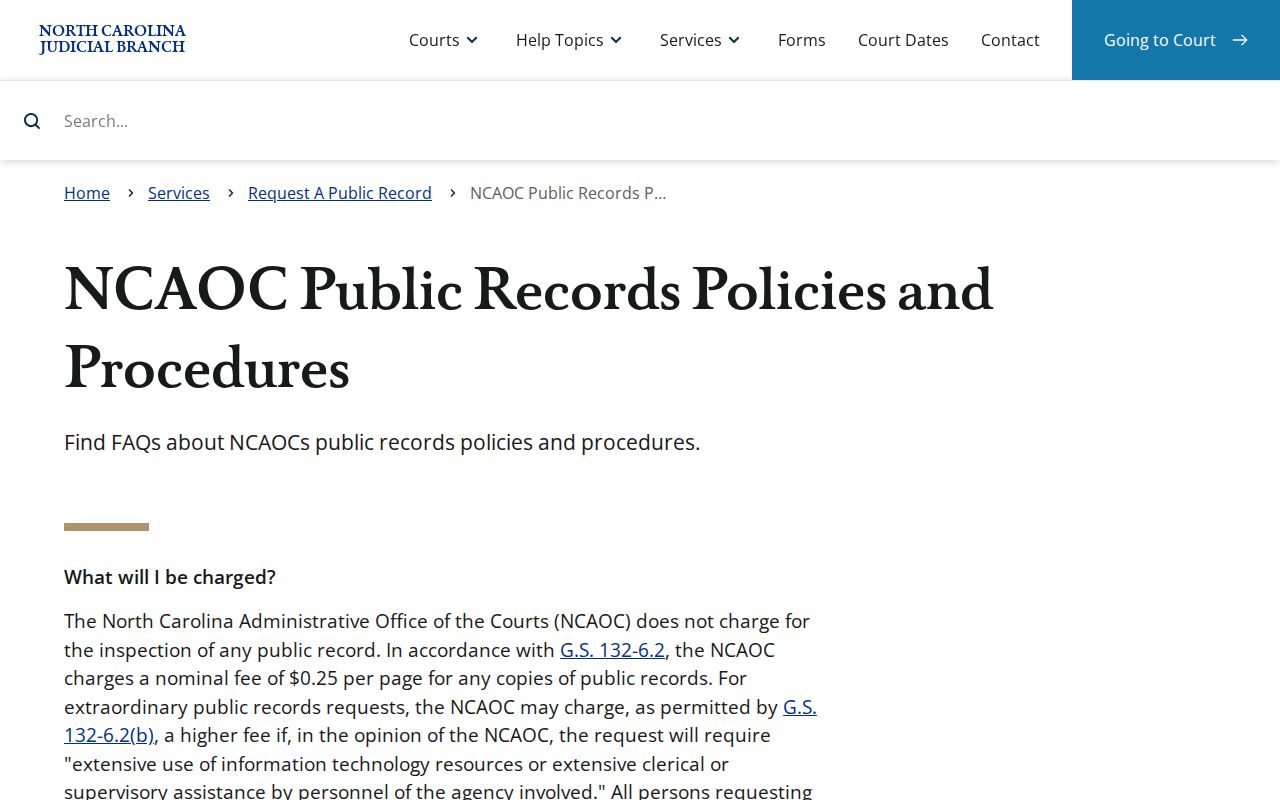 Cleveland County court records NCAOC public-records policies
