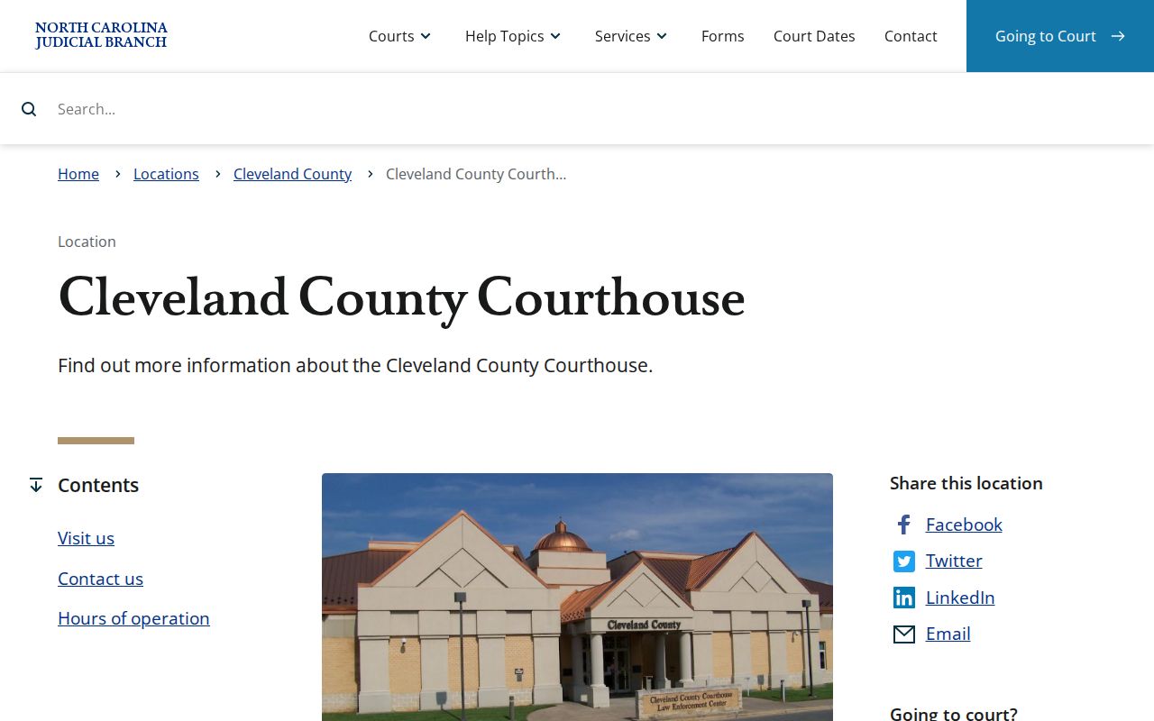Cleveland County court docket courthouse and calendar record location