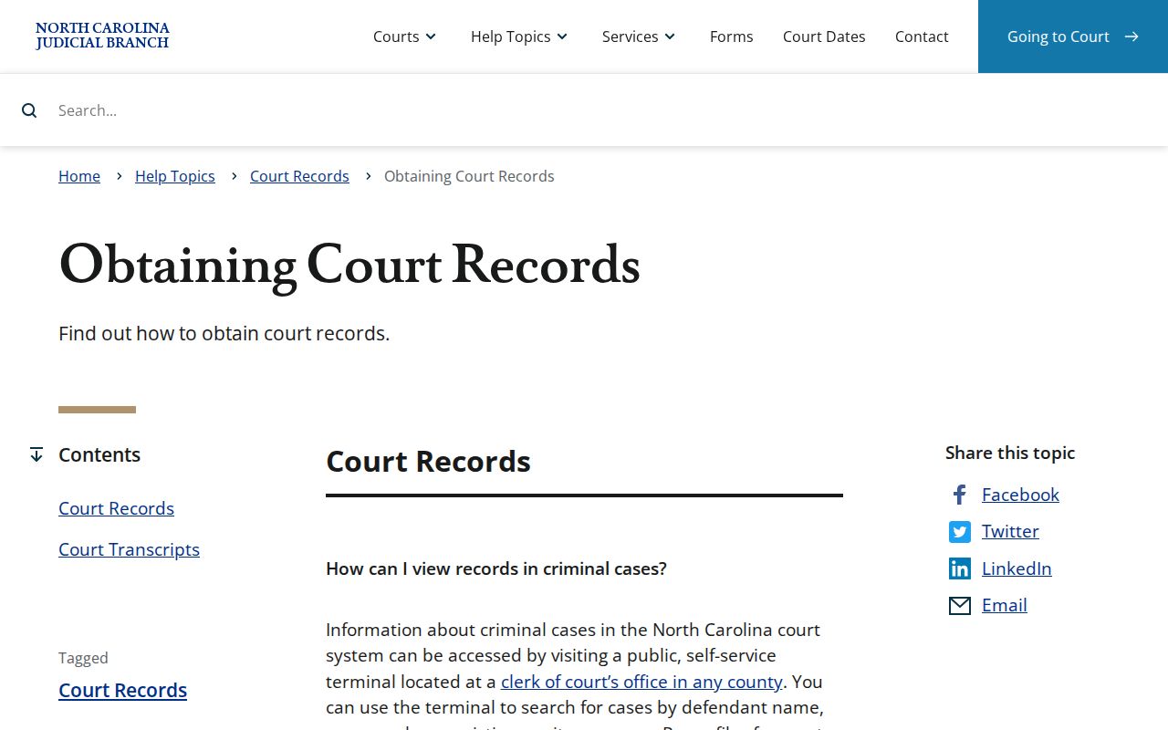 Cleveland County court docket records and clerk copy guidance