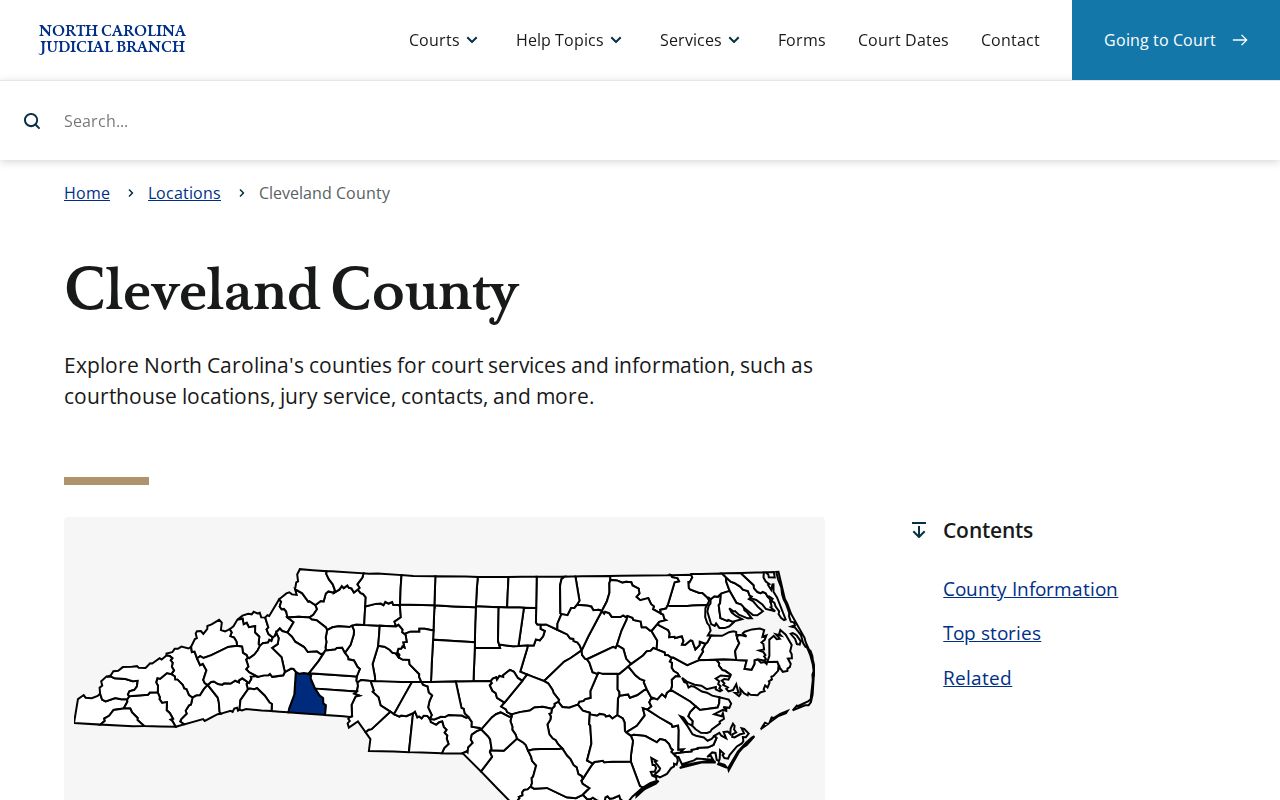 Cleveland County court docket judicial district and clerk access page