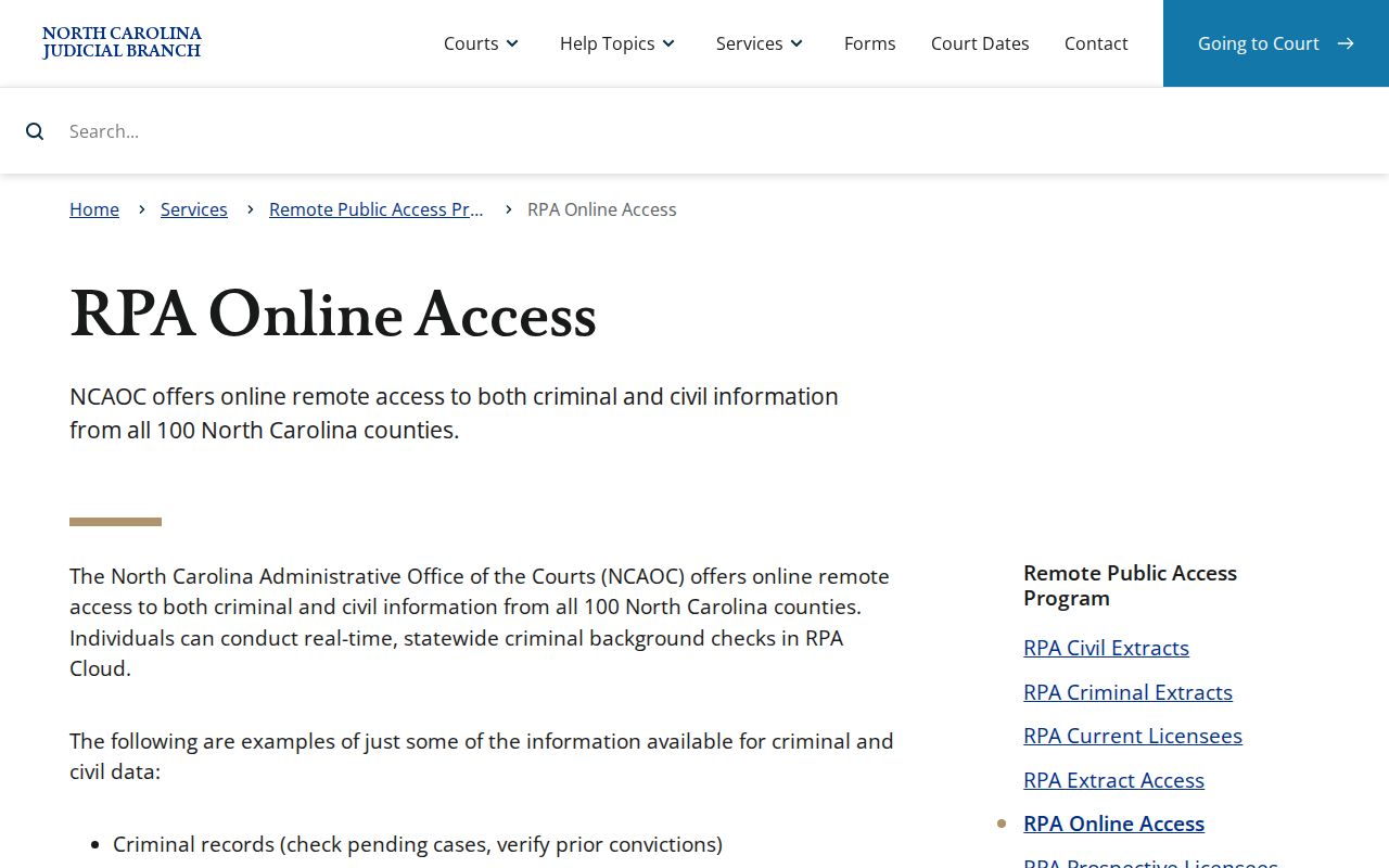 Kings Mountain court docket remote public access context