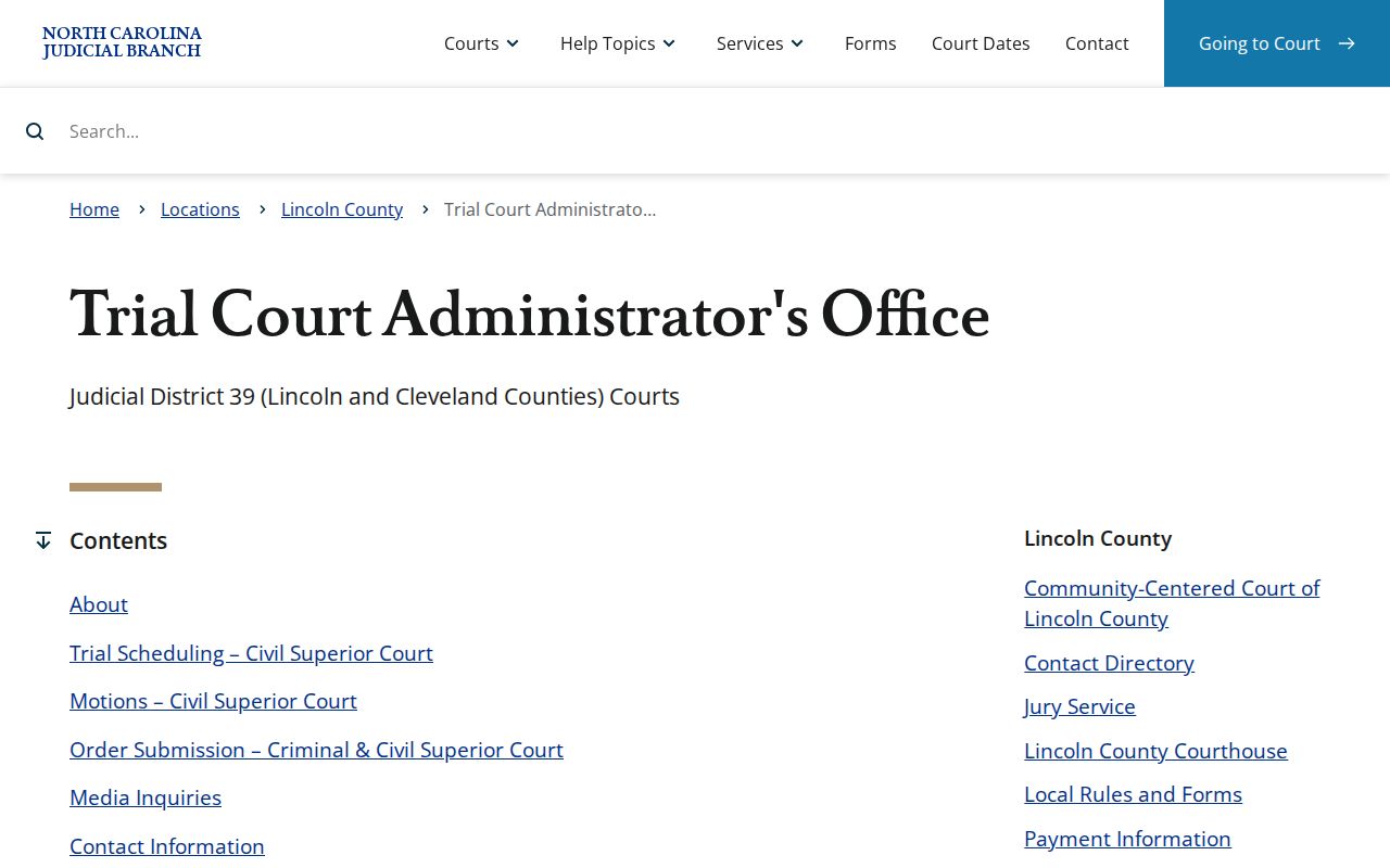 Shelby court docket District 39 trial court administration context